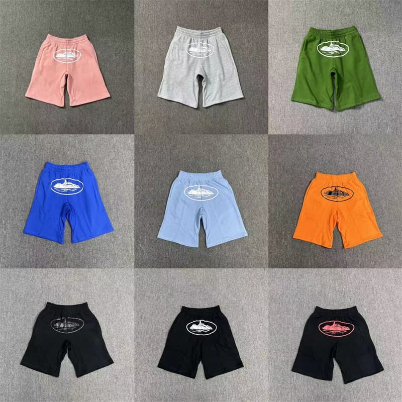 Corteiz American Street Print Shorts, Alcatraz Summer Loose 5-Inch Shorts for Men and Women, Casual Sweat Shorts