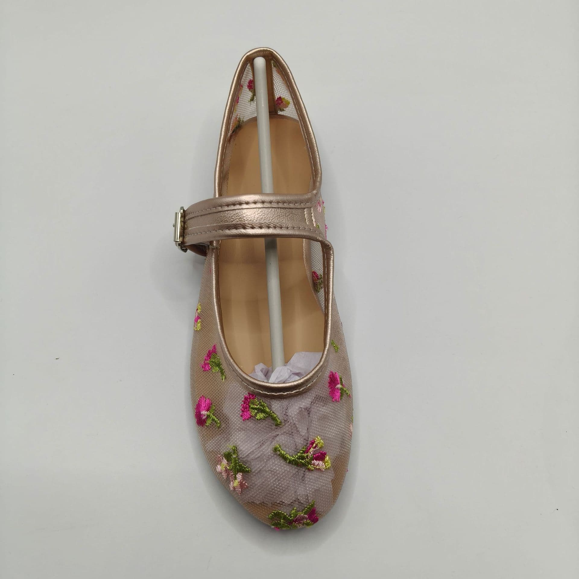 Korean-style embroidered mesh single-strap flat shoes, new breathable design, Mary Jane shoes for women to pair with dresses for vacation