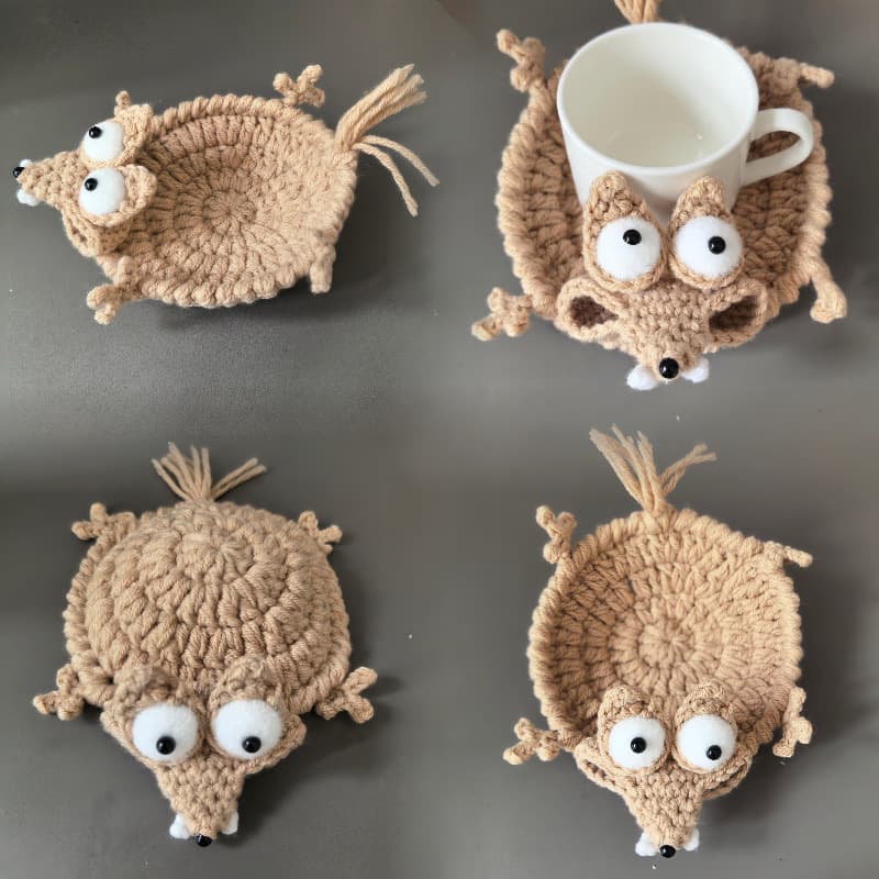 New Cross-border Handmade Crochet Cartoon Coaster Animal Stress-relief Shape Heat Insulation Pad, Home Dining Table Anti-scald Mat