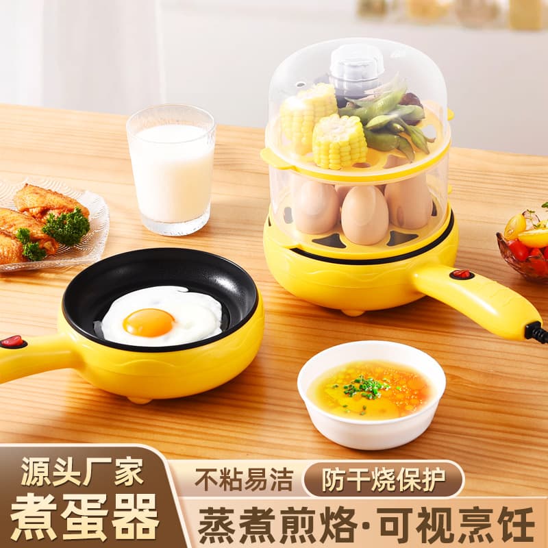 Plug-in Egg Cooker with Flat Bottom, Mini Fryer for Pancakes, Omelets, and Steaming Eggs