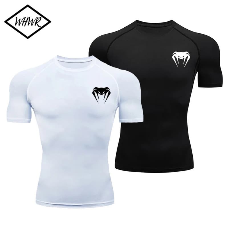Cross-Border Compression T-Shirt for Men Bodybuilding Sports Short Sleeve Quick-Dry Athletic Shirt Workout Top for Gym Running