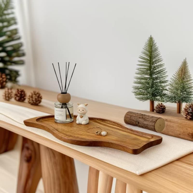 Acacia Wood Multi-Shape Serving Tray Restaurant Appetizer Tray Dessert Cheese Decorative Wooden Plate Dessert Tray