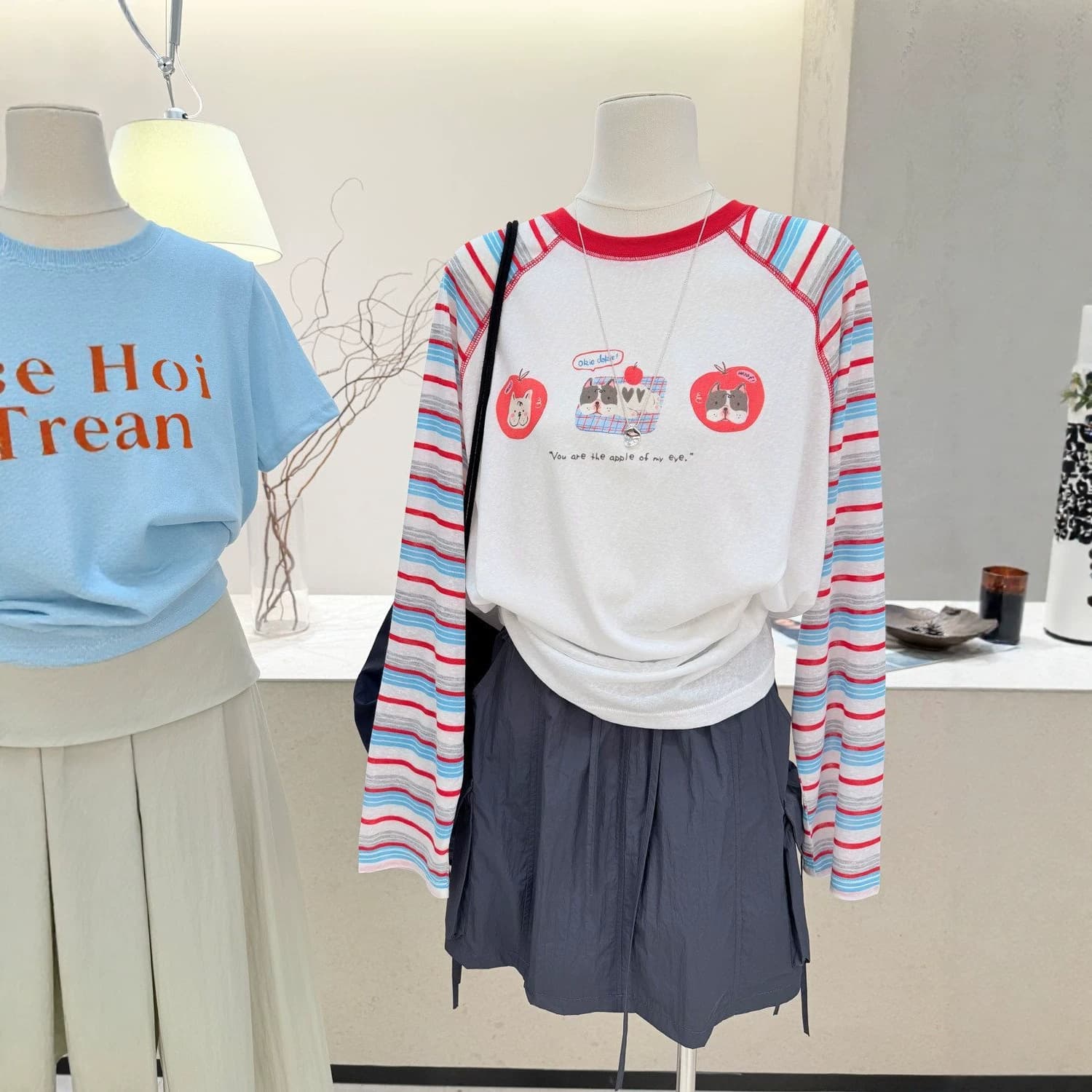 Fat MM Summer Korean Fashion Versatile Round Neck 240 Jin Long Sleeve T-Shirt Women's Casual Fashion Cartoon Printed Sun Protection Clothing
