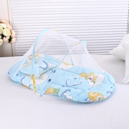 Universal Baby Mosquito Net - Foldable, No Installation, Cross-border Full Cover with Cotton Pad and Pillow