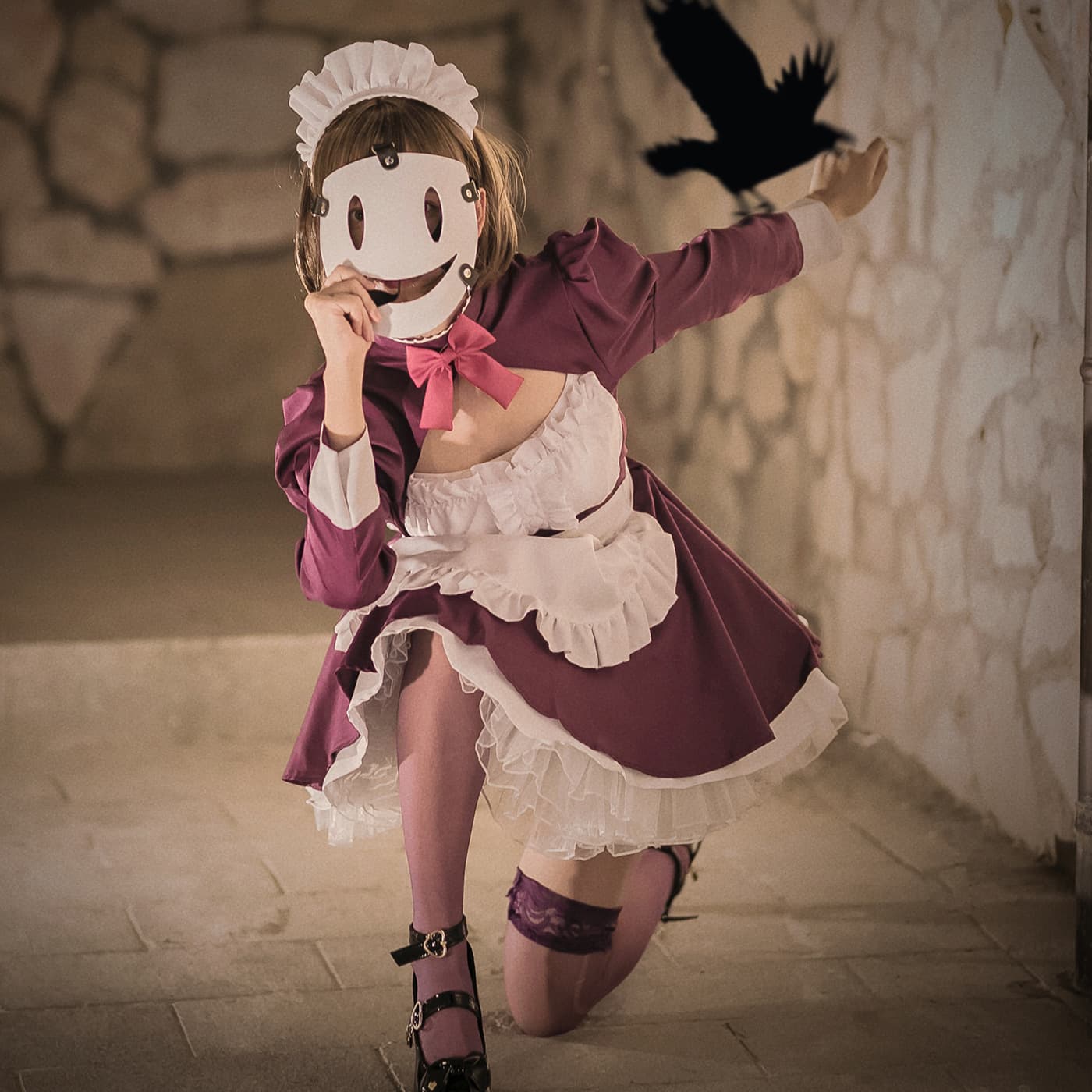 Sky Invasion Cosplay Mask Maid Outfit Halloween New Cross-Border Anime Cos Costume