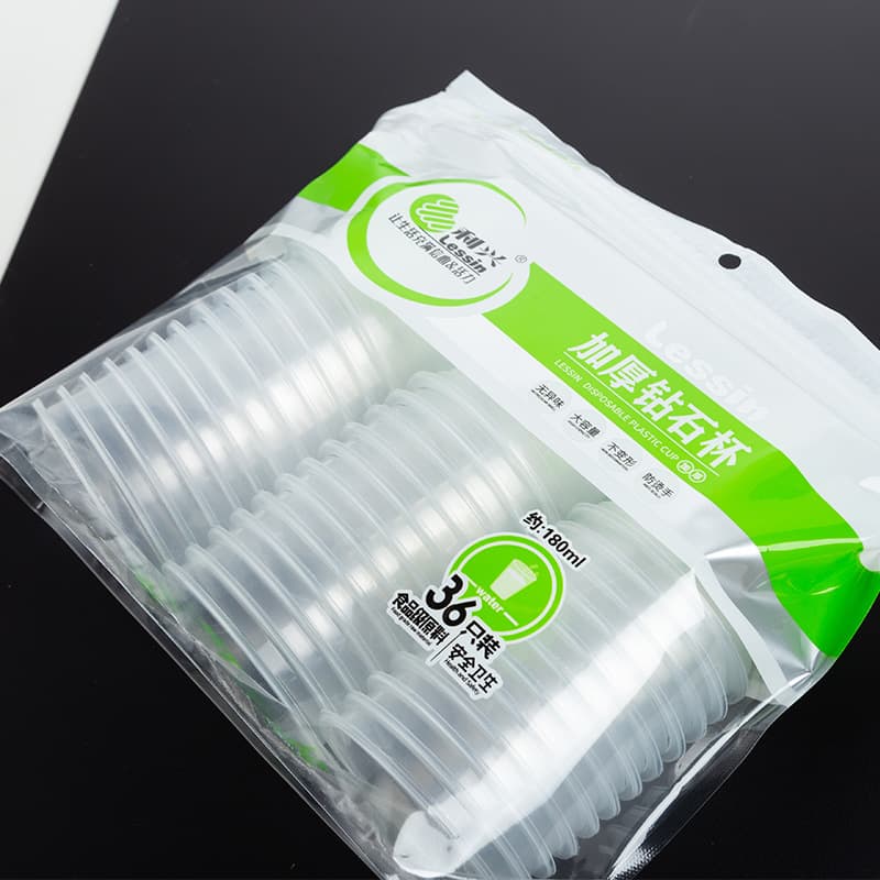 Lixing Disposable Plastic Cups Thickened Diamond Octagonal Cup Factory Wholesale 36-Pack for Home Kitchen Dining