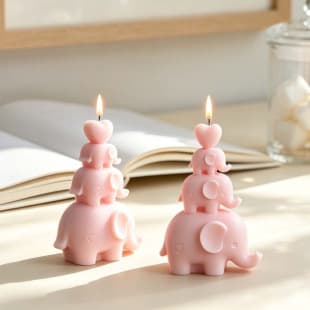 New and Good DIY Little Elephant Stacking Scented Candle Epoxy Mold Heart Elephant Decoration Silicone Mold