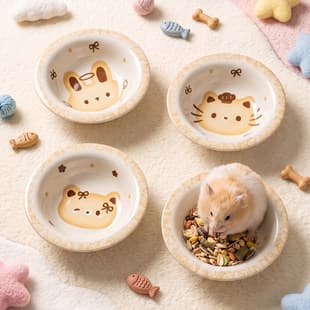 Hamster Food Bowl Cute Mini Ceramic Feeding Dish for Syrian Bear, Guinea Pig Feeder Pet Supplies