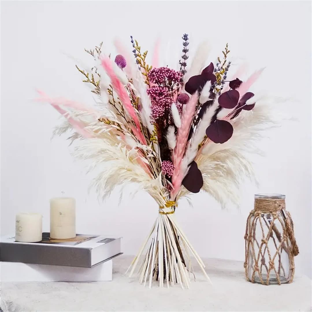 Hot-Selling Small Reed Dried Flower Bouquet Wedding Nordic Style Decoration Small Home Decor Bouquet Window Display Prop