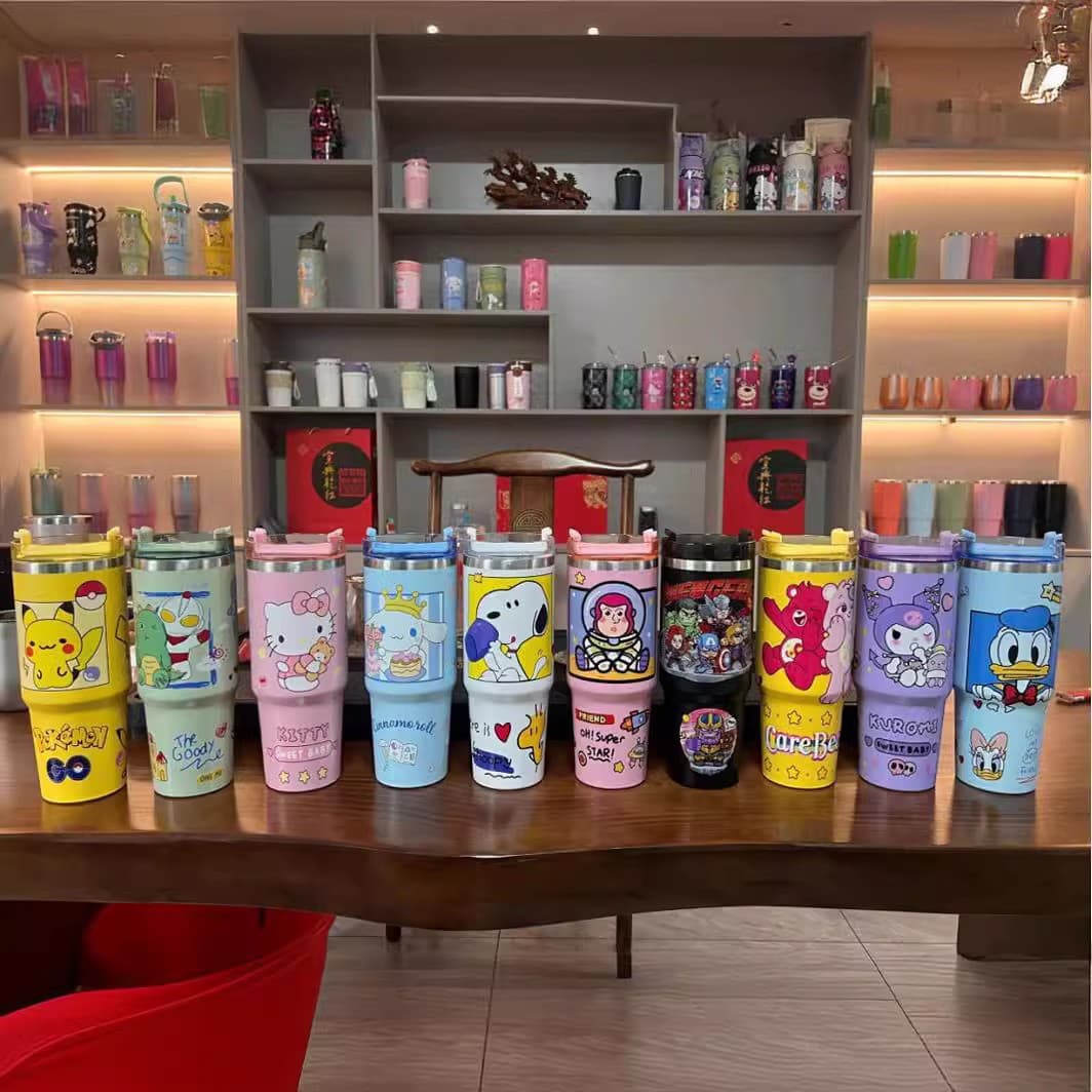 New Cross-Border Cartoon Pattern Ice Blaster Cup 30oz Car Cup 304 Stainless Steel Vacuum Insulated Coffee Cup