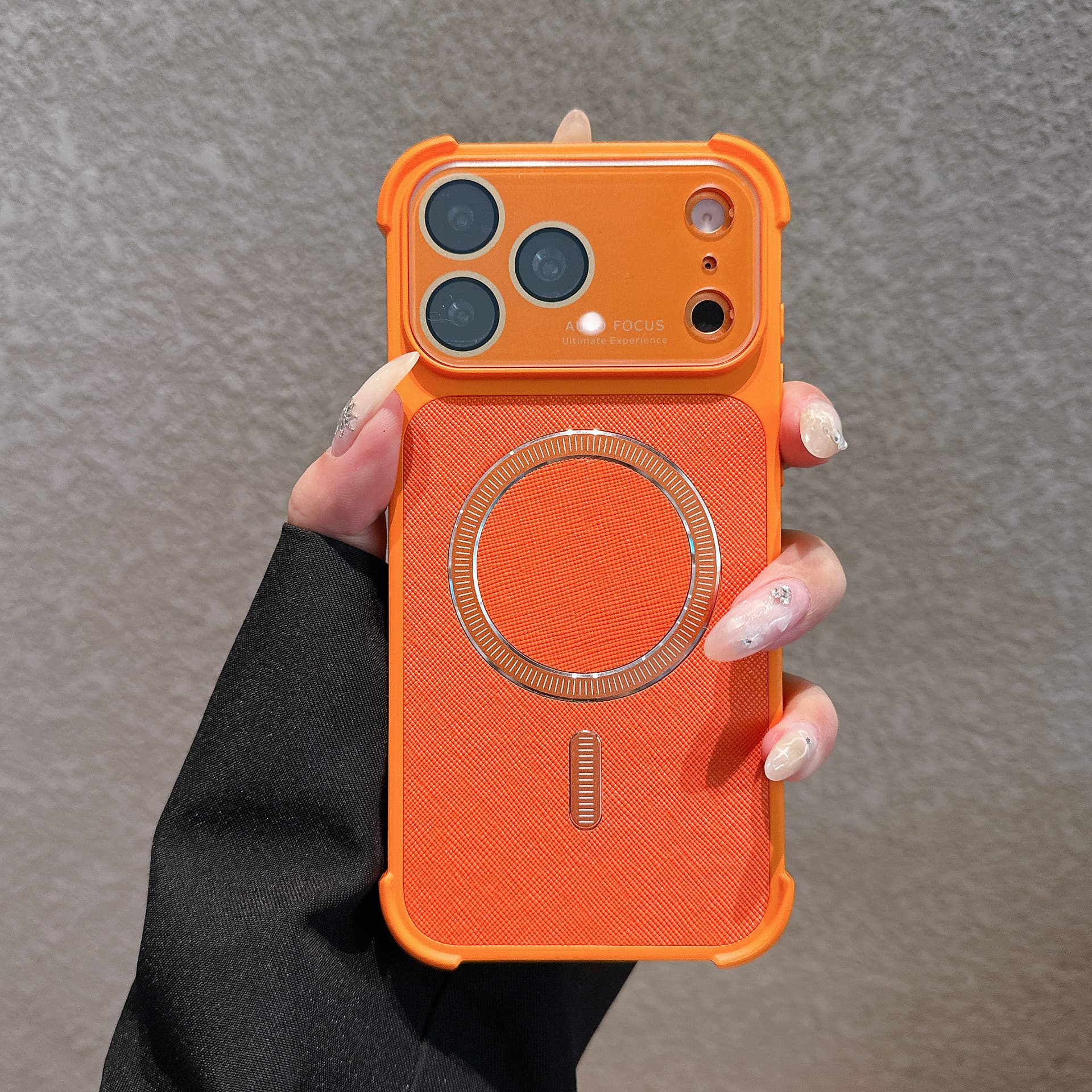 Suitable for iPhone17 PROMAX mobile phone case with enlarged window in seconds, diamond pattern magnetic suction Apple 16/15 anti-fall hard