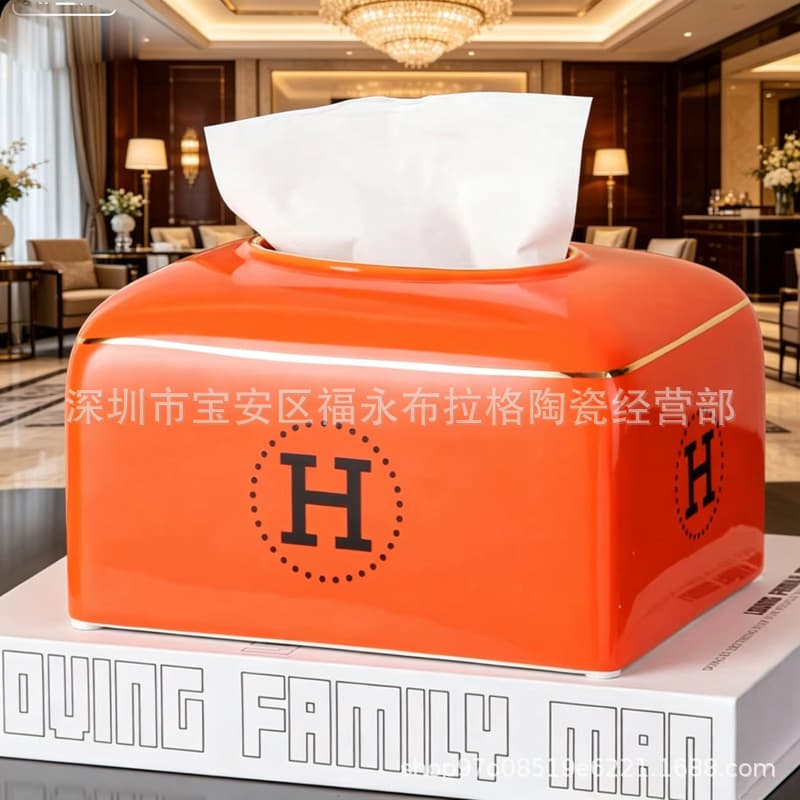 European Ceramic Tissue Box, Vintage Napkin Box, KTV Model Room, Living Room Coffee Table Decoration