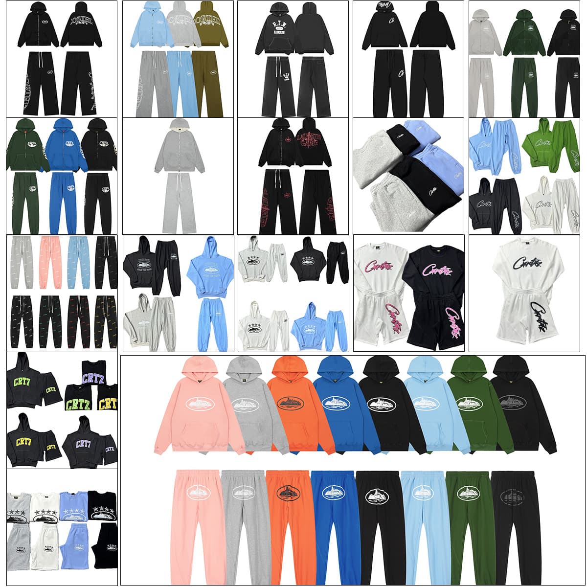 Cross-border high quality Corteiz Alcatraz fleece lined hoodie fashion minimalist versatile sport couples set