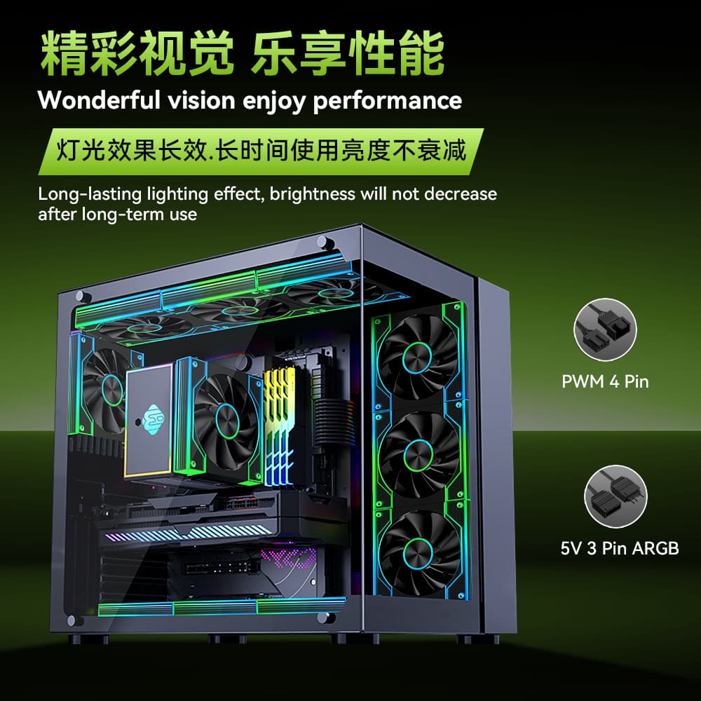 Cross-border Exclusive Prism V4 Case Fan Prism Fan ARGB Fan 12CM Silent PWM Synchronized Lighting