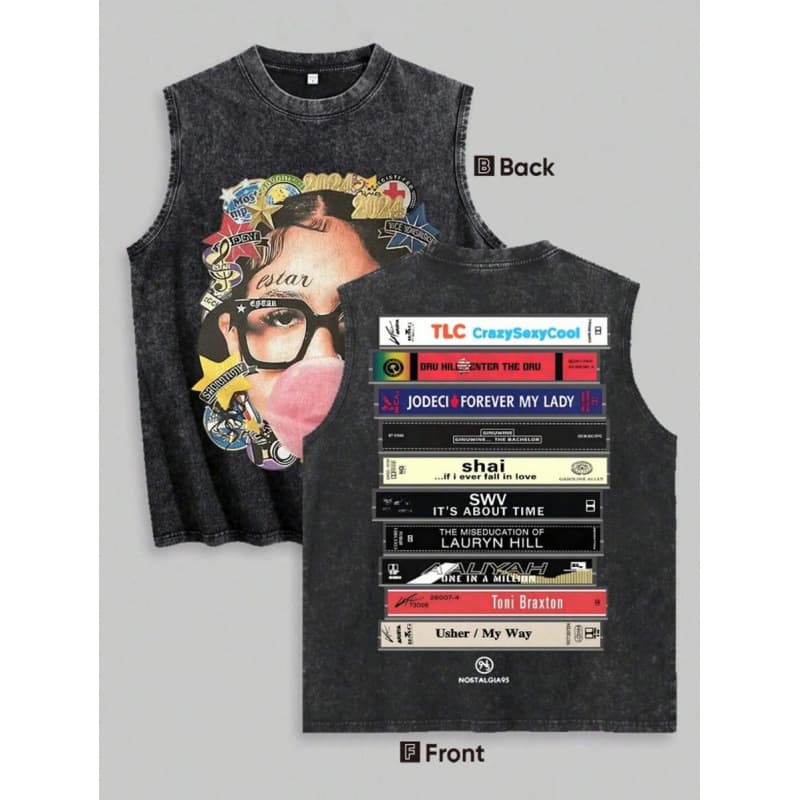 230g European Size Washed Pure Cotton Vest 'S Vest Retro Streetwear V