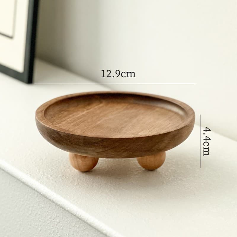 Creative Wooden Tray Round Oval Aromatherapy Decorative Tray Wooden Tray Cake Dessert Plate Wooden Tableware