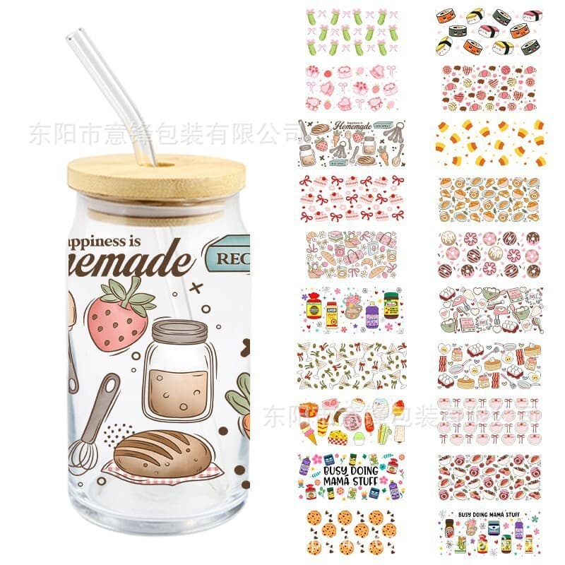 Delicious snacks UVDTF crystal transparent transfer sticker glass cup special cross-border hot selling decorative material waterproof