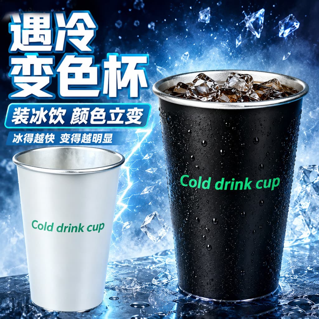 Summer Color-Changing Stainless Steel Cup, Food-Grade 304 Stainless Steel Thermochromic Cup, Temperature-Sensitive Color-Changing Stainless Steel Cup