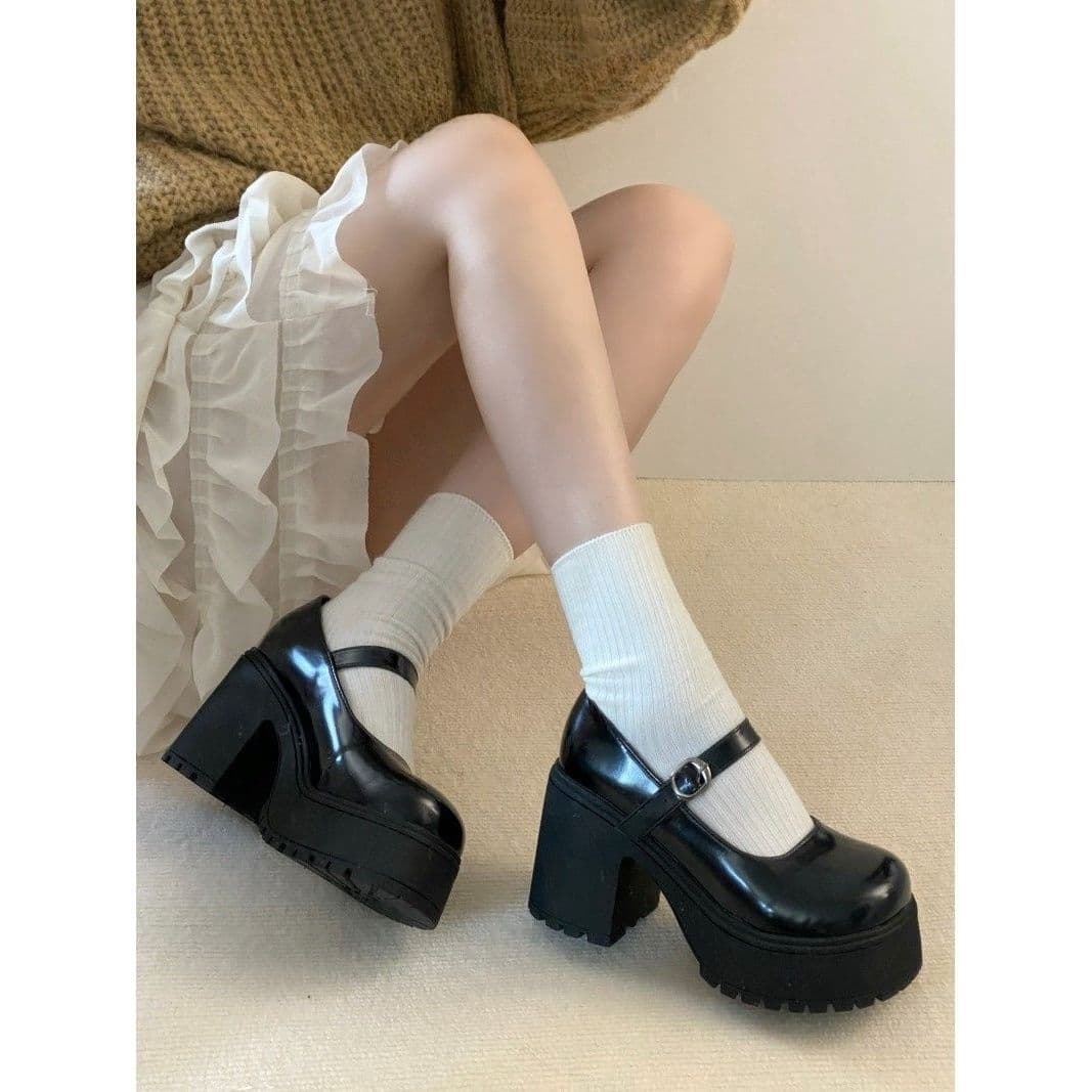 Mary Jane Chunky Heel High Heels 2025 New Japanese Style JK Uniform British College Shoes
