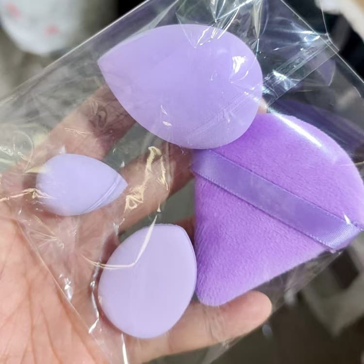 Solid color 4-piece powder puff set Beauty egg thumb puff cotton puff mini puff set