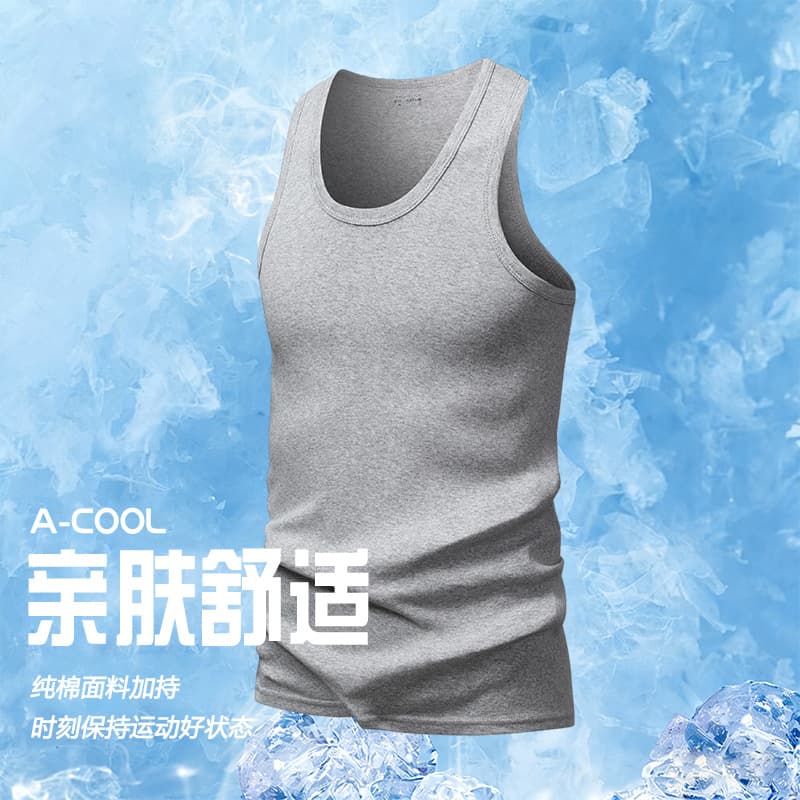 Men's Sleeveless Vest Summer No T-Shirt Fitness Hurdle Outdoor Basketball Sports Tank Top Wide Shoulder Undershirt Base Layer Top