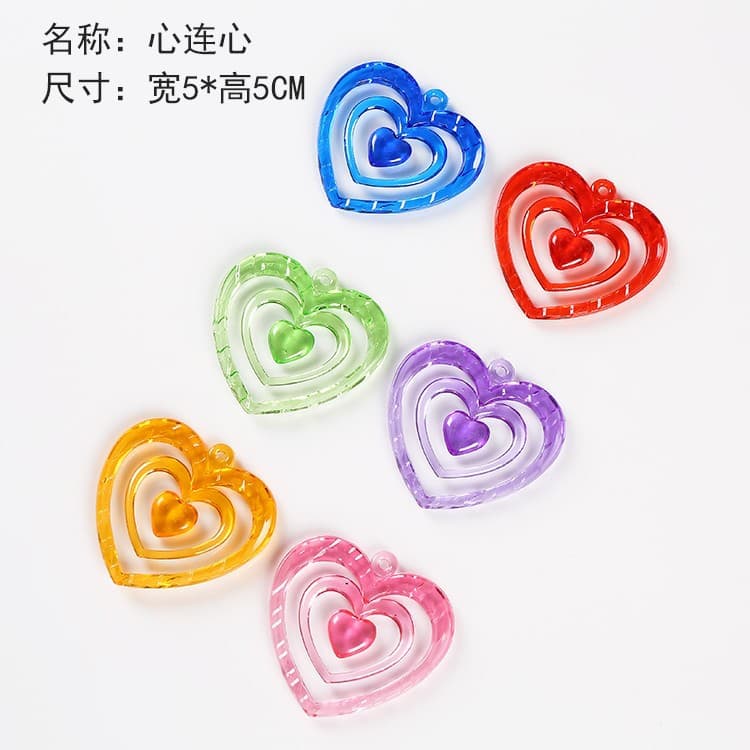 Cross-border ins DIY wind chime ornaments and accessories, popular on Xiaohongshu, couple and toddler keychains and pendants, heart-to-heart design.