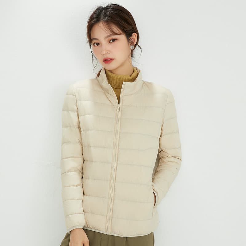 Down jacket for women 2025 autumn and winter new Korean version thin and lightweight 90 white duck down stand-up collar warm long-sleeved jacket