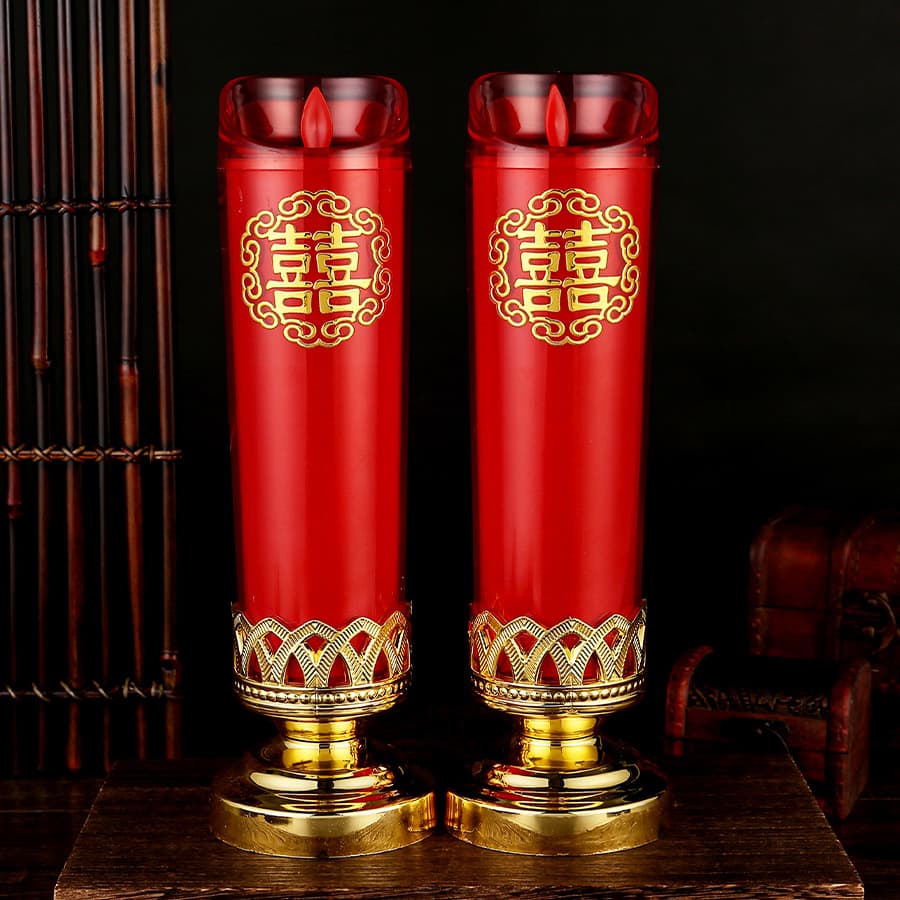 LED Wedding Candle Flickering Candle Smokeless Eco-Friendly Eternal Light Wedding Room Electronic Blessing Candle Fortune God Table Candle
