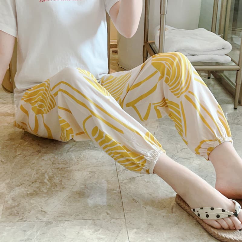 Women's Thin Cotton Sleep Pants, New Summer Home Wear, Outdoor Suitable, Rayon Lantern Pants, Plus Size