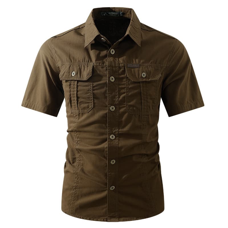 2026 Summer New Casual Short Sleeve Shirt Trendy Plus Size Loose Men's Cargo Work Shirt Men's Thin Versatile