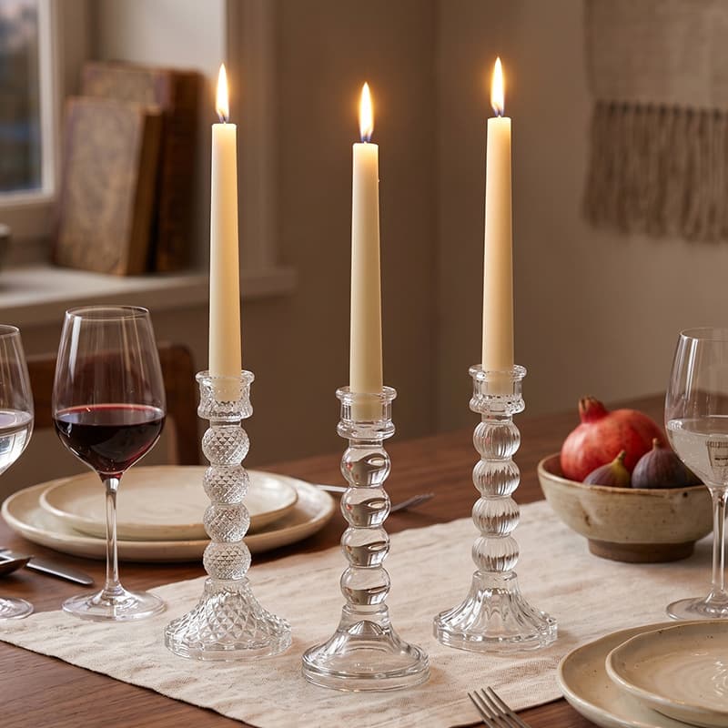 French Light Luxury Transparent Glass Candle Holder Decoration for Home Aromatherapy, Candlelight Dinner, Wedding Photography, and Photo Props