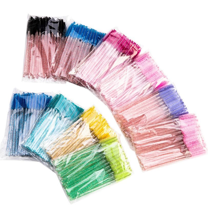 Wholesale in stock disposable crystal eyelash brush nylon head solid eyelash brush grafting eyelash curler eyebrow comb makeup brush