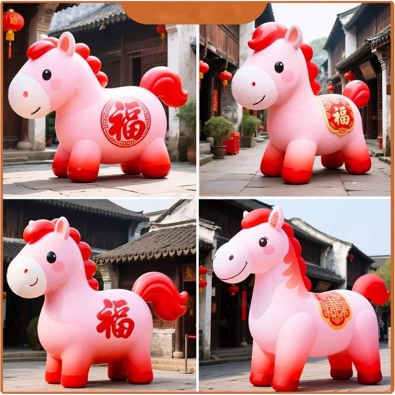Year of the Horse Inflatable Red Horse Little Fortune Horse Inflatable Model New Year Mascot Shopping Mall Festive Display Decoration Custom Lighting Inflatable