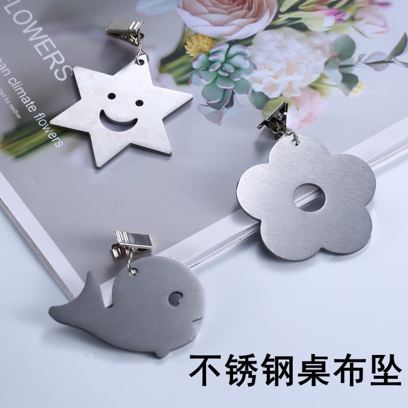 Stainless Steel Tablecloth Weight Clips, Thickened Table Clips, Creative Star and Flower Shape Tablecloth Hanging Clips, Windproof Clips