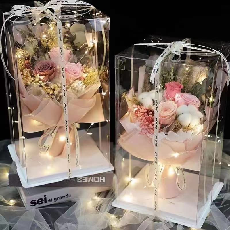New Flower Cake Box 520 Transparent PVC Rectangular Korean Style Gift Decorative Flower Box Florist Bouquet Supplies