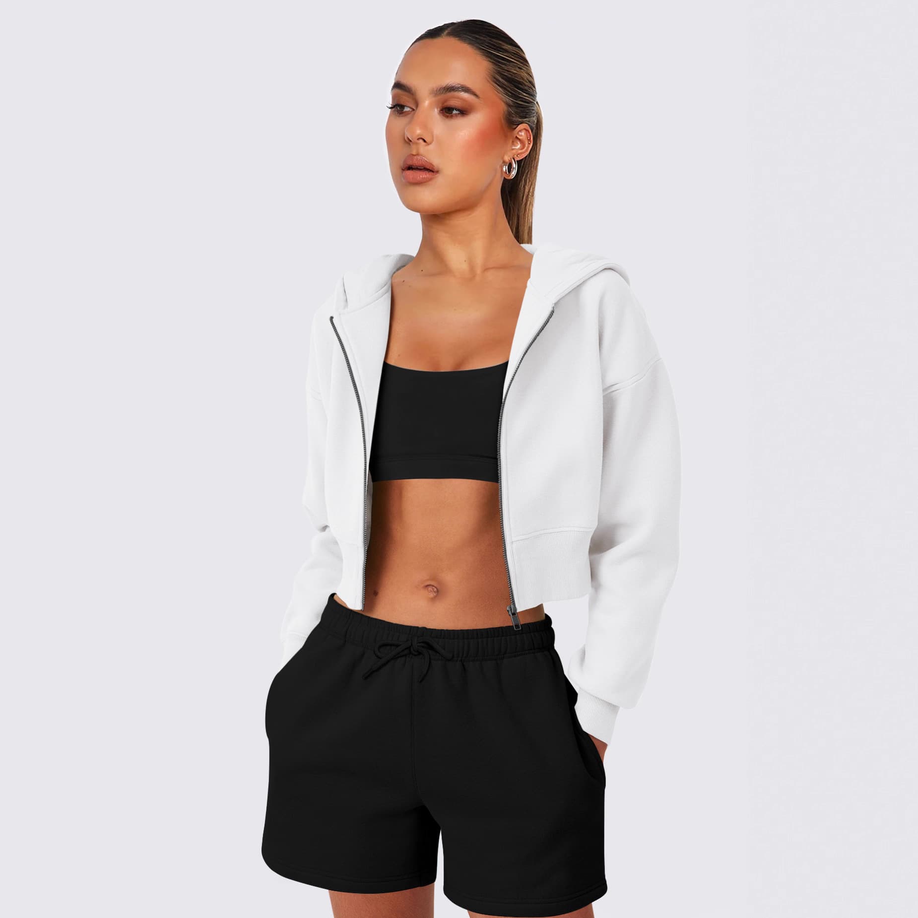 Cross-border Hot-selling Women's Short European and American Style Fashion Street Trendy Long-sleeve Loose Hoodie for Autumn and Winter