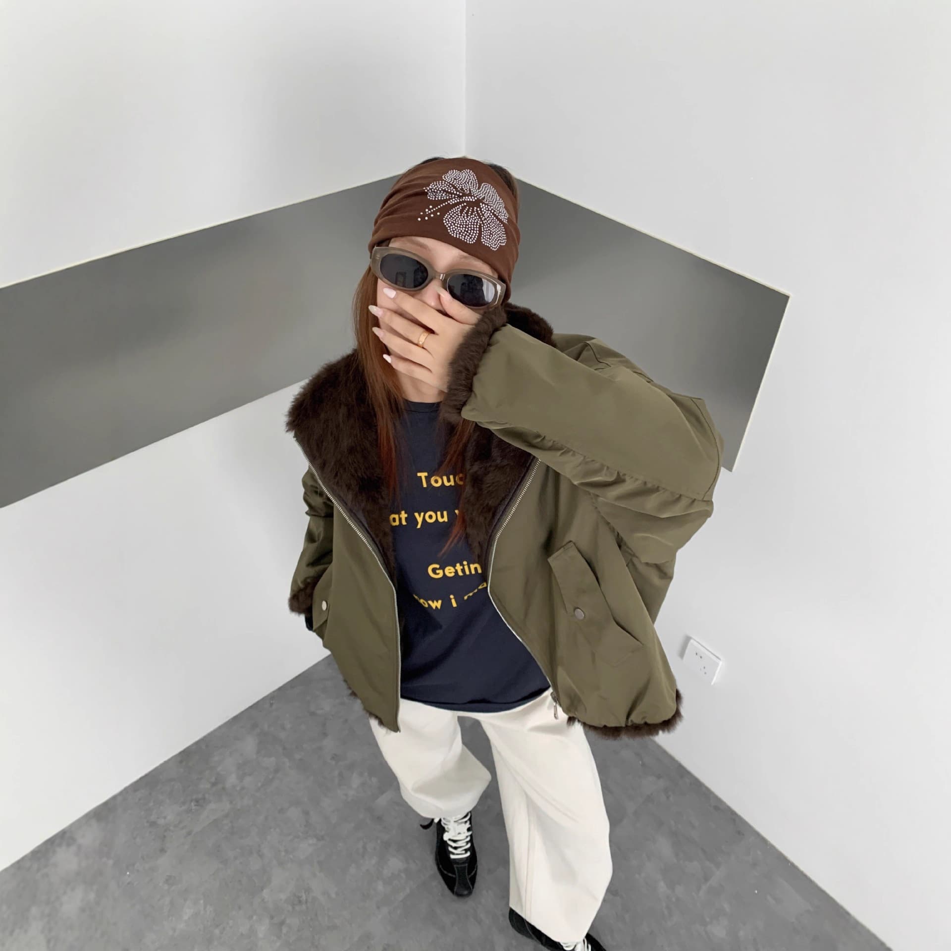 Off-Season Sale CC2025 New Casual Reversible Rabbit Fur Integrated Short Fur Parka Motorcycle Jacket Loose Fit