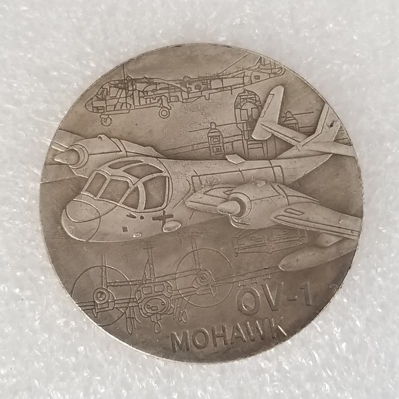 Antique craft OV-1 aircraft brass silver-plated material silver dollar #7139.