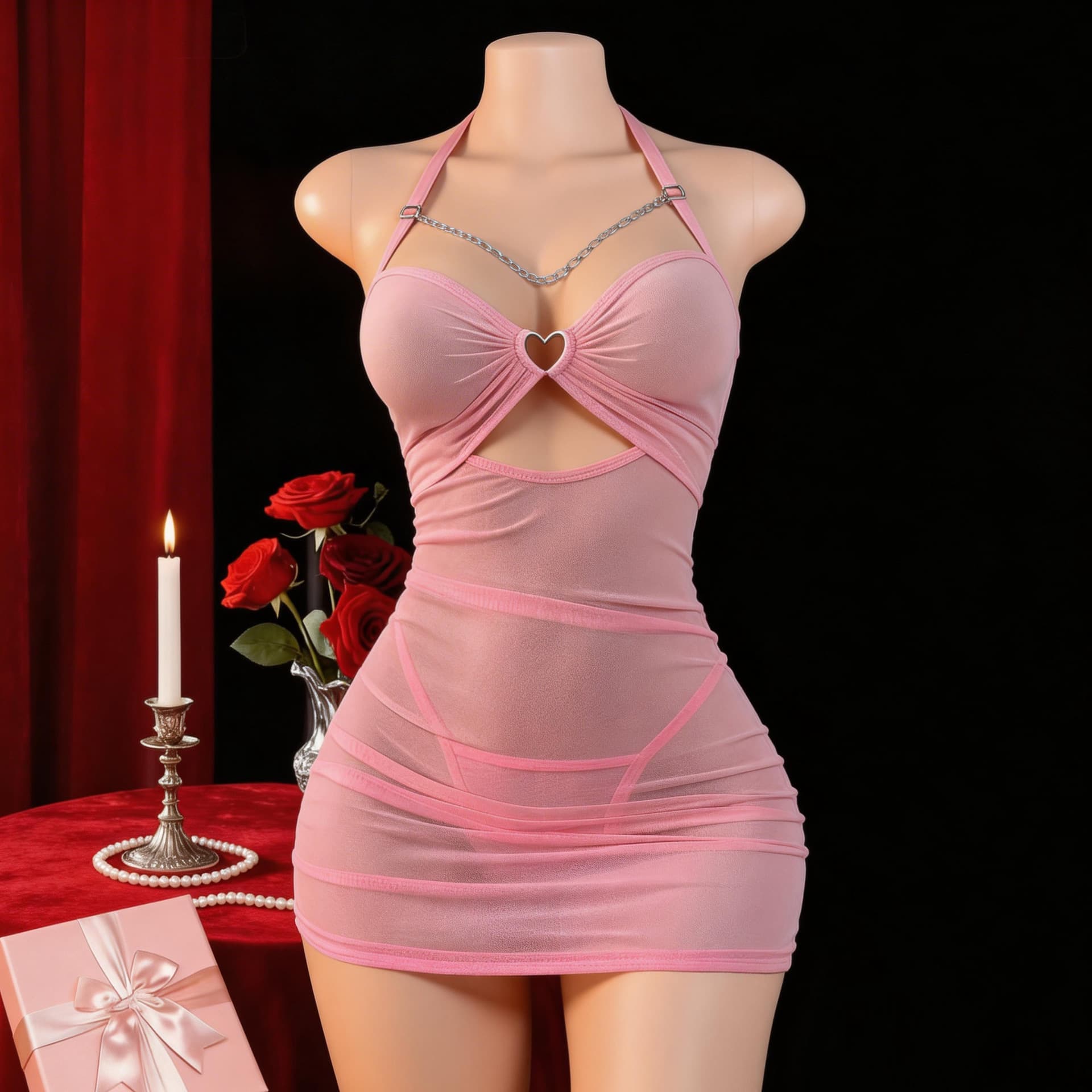 Mu Rao cross-border European and American mesh see-through halter neck sexy tight hip skirt pure desire female temptation sexy lingerie wholesale