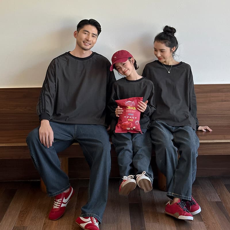 Ins2025 New Korean Style Casual Family Matching Long-Sleeve T-Shirt Versatile Mother-Daughter Tops Fashionable Family Outfits