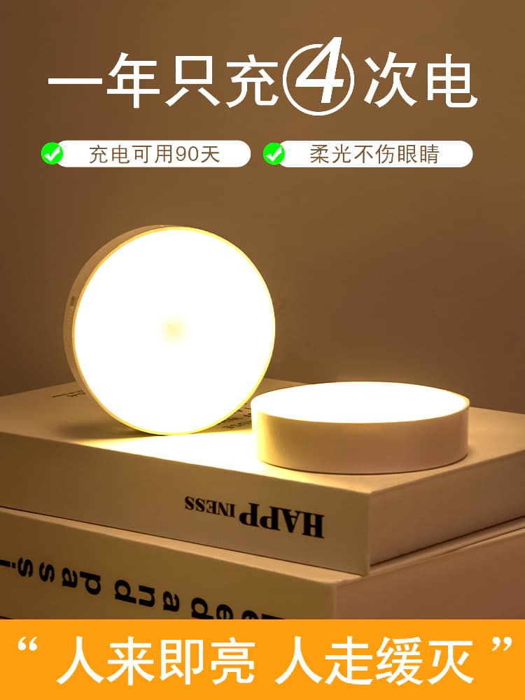 Automatic Human Body Sensor Night Light, Bedside Charging Night Light for Bedroom, Motion-Activated Toilet/Stair Night Light for Sleep