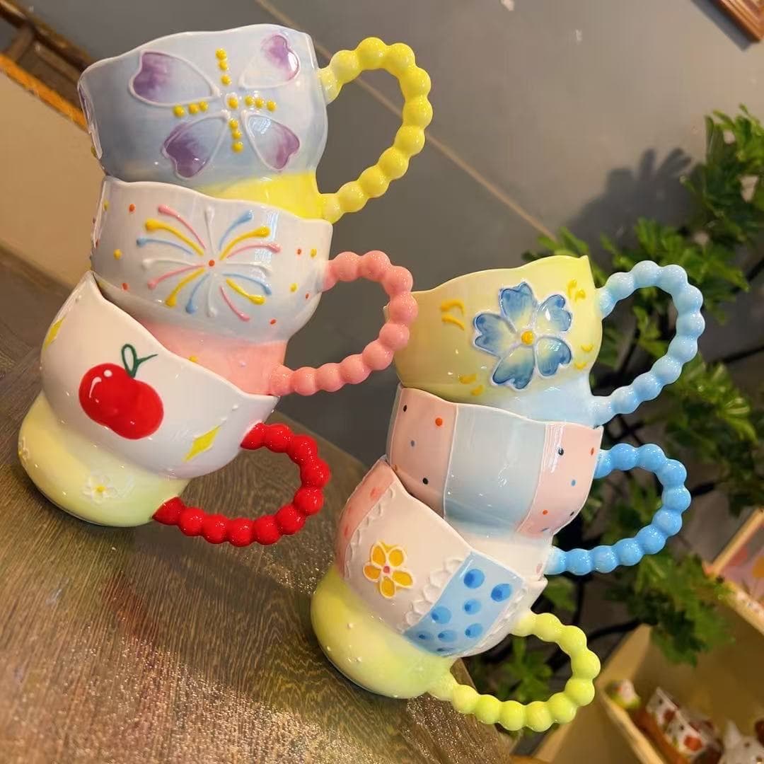 Underglaze color gourd cup ceramic water cup home breakfast oatmeal coffee cup gift ceramic mug