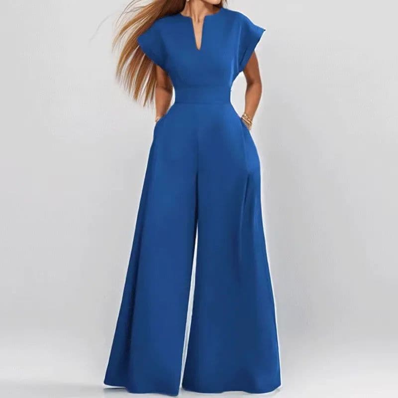 Solid color slim fit wide leg jumpsuit women's solid color slim fit wide leg jumpsuit