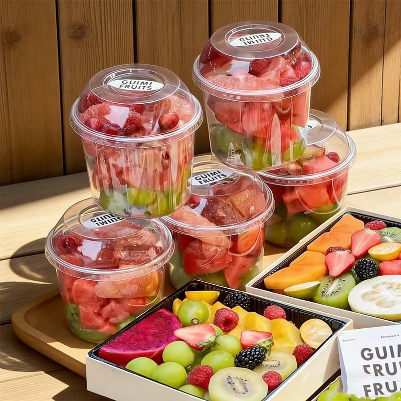 Fruit Box, Disposable Ice Powder Bowl, Salad Box, Fruit Cup, Fruit Cutting and Portioning Bucket, Sugar Water Dessert Packaging Box
