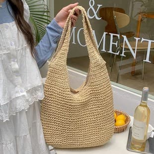 New Vacation Style Woven Straw Bag, New Tote Bag, Large Capacity Casual Handwoven Bag, Ethnic Style