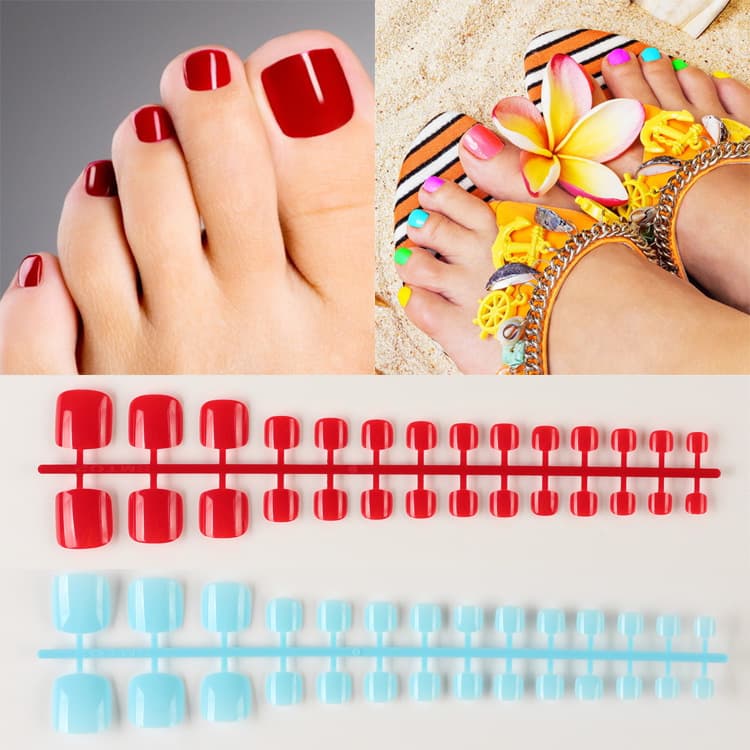 Nail Art Supplies Wholesale Solid Color Toe Nail Stickers Fake Nails Adult Doll Cross-Border Wholesale 28 Pieces