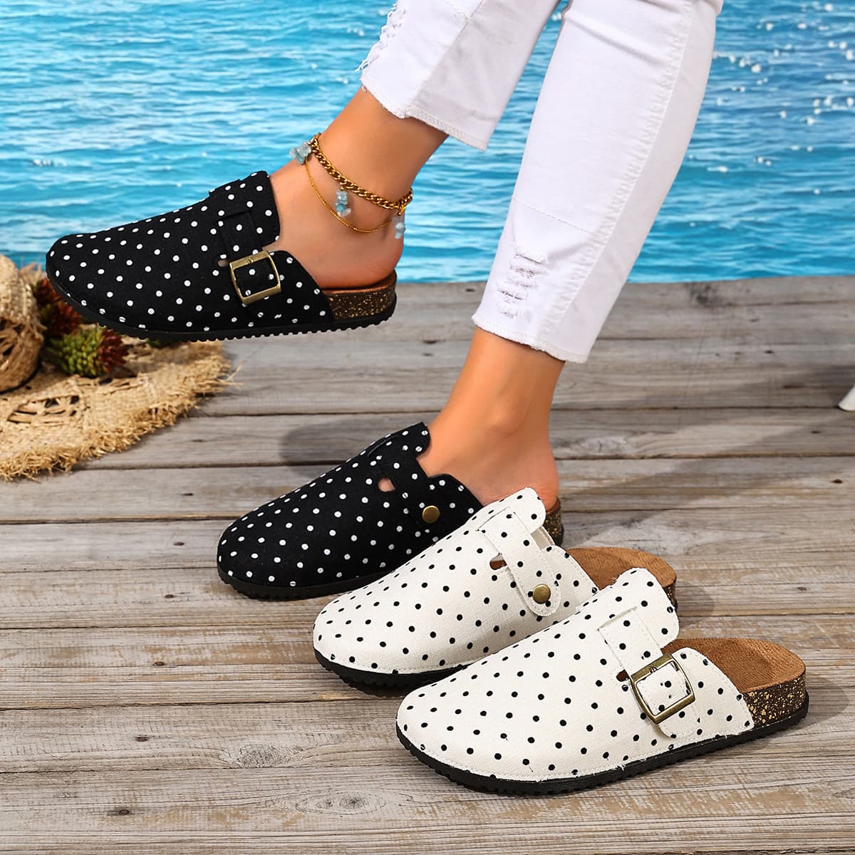 2026 Spring and Autumn New Retro Summer Soft Leather Pointed Toe Slippers for Women, Thick-Soled Casual Versatile Slippers