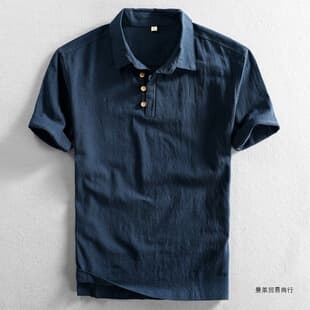 Cross-border Spring Summer New Men's Linen Shirt Slim Fit Pullover Short Sleeve Shirt Half Sleeve Vintage Shirt Lone Sail