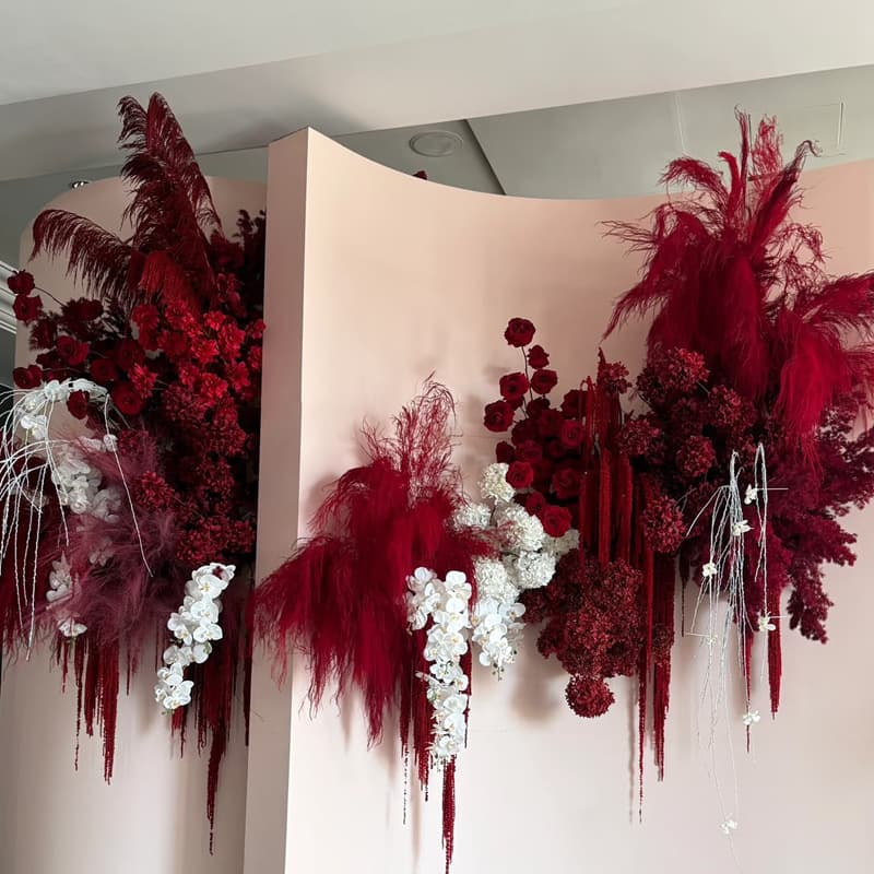 Red Series Artificial Flowers Rose Hydrangea Chinese Style Flower Arrangement Engagement Wedding Decor Burgundy Dark Red Fake Flowers