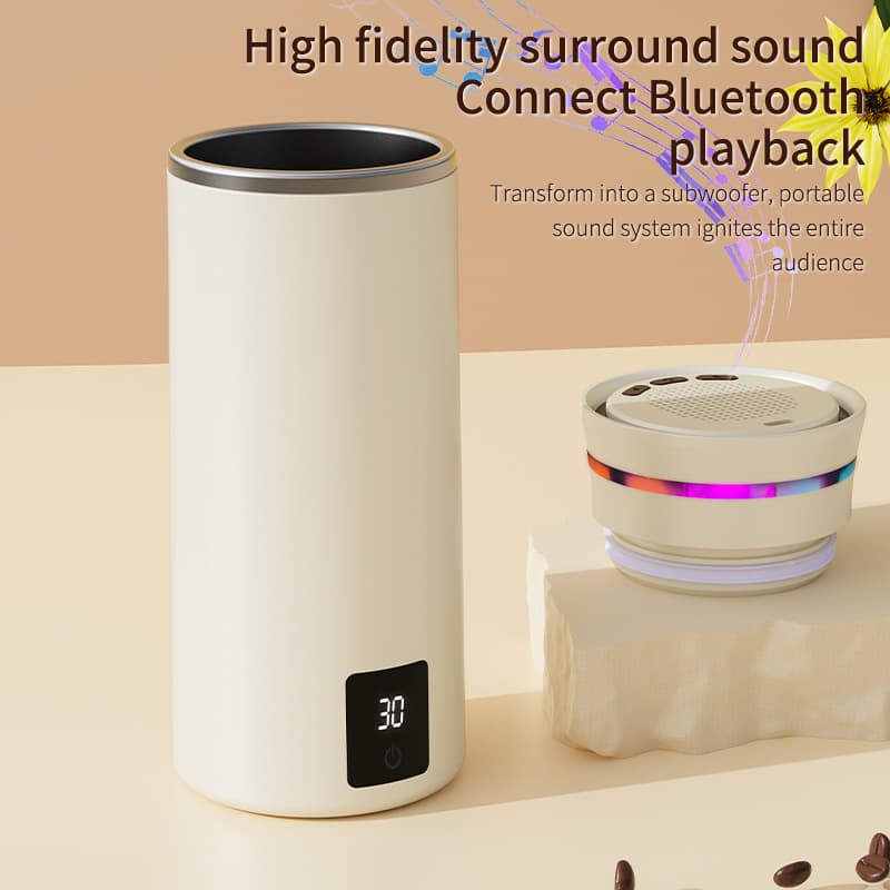 Automatic mixing cup, electric temperature measurement, magnetic music, Bluetooth, portable coffee cup, milk cup, shaker cup, tumbler
